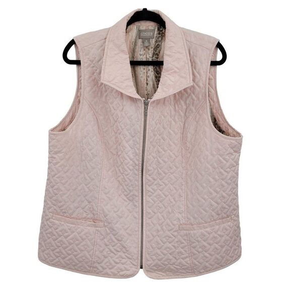 Chico's Vest Quilted Pastel Barbiecore Gorpcore Soft Girl Coquette Pink 3 - Picture 1 of 15